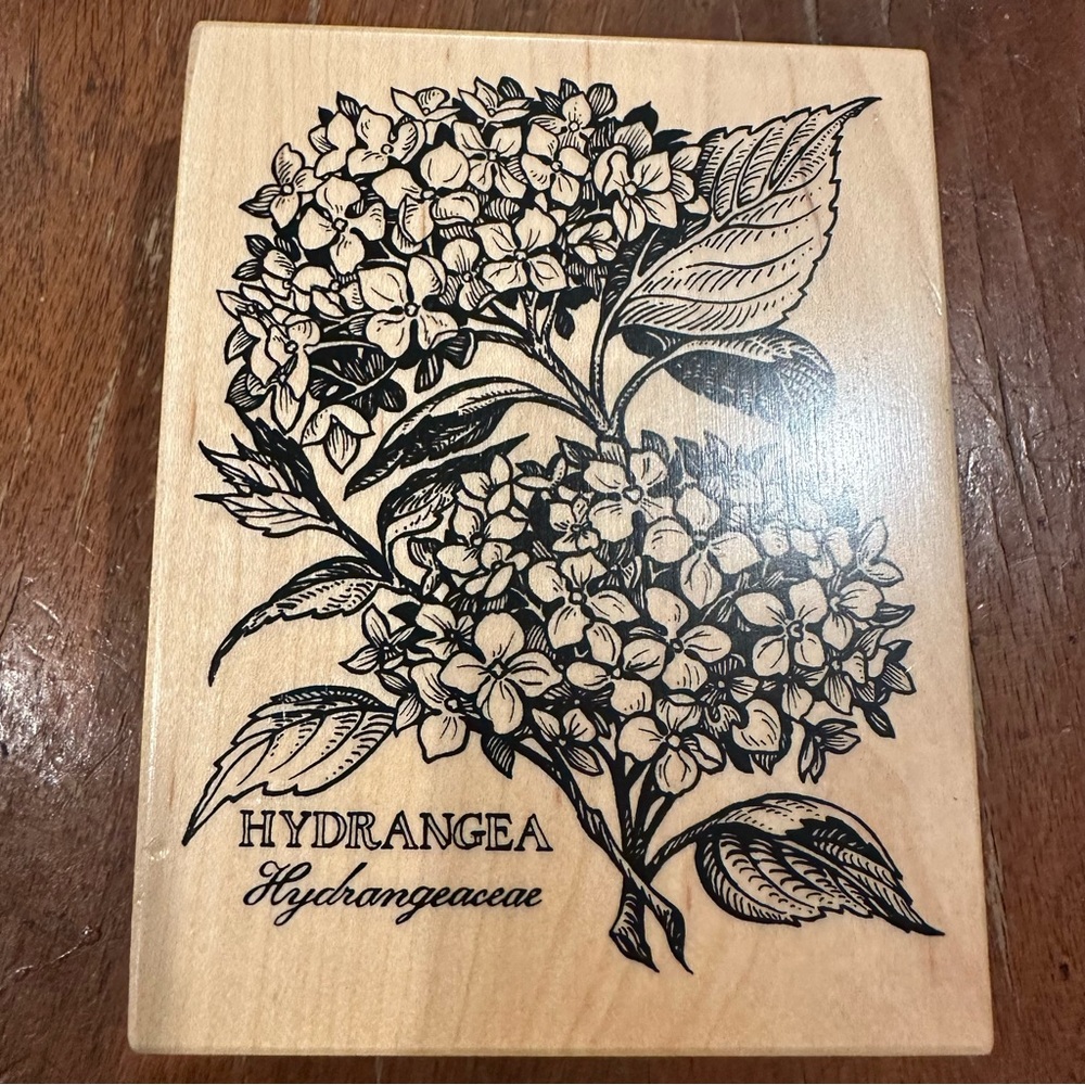Vintage 1995 PSX Hydrangea Hydrangeaceae Wood Rubber Stamp